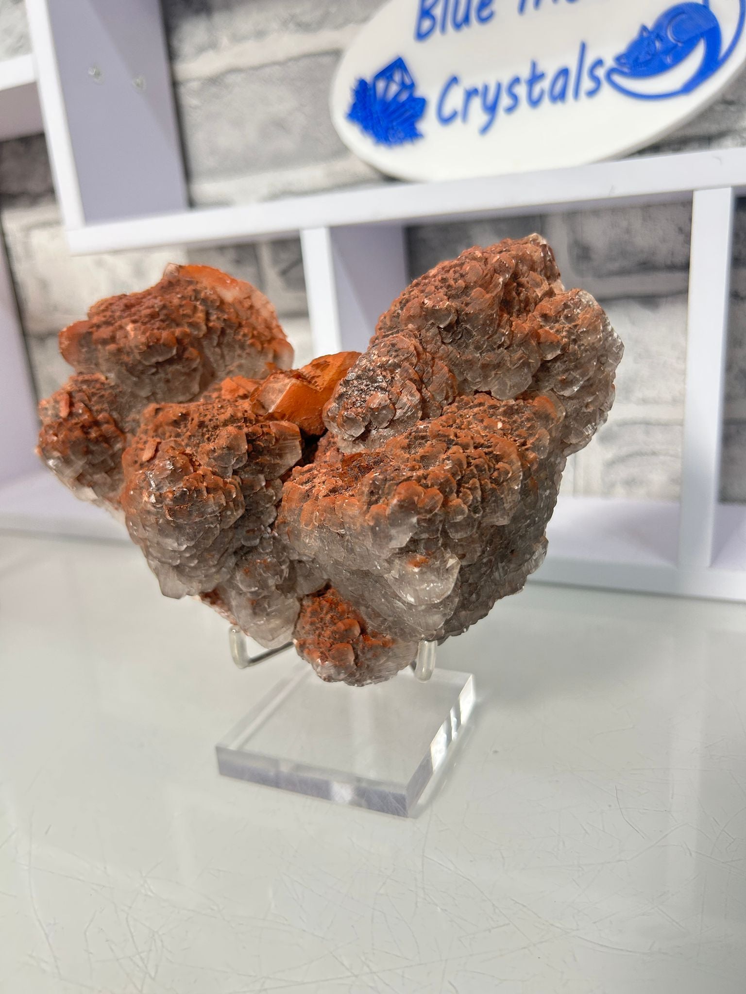 Red Dogtooth Calcite with Hematite & Scale Calcite