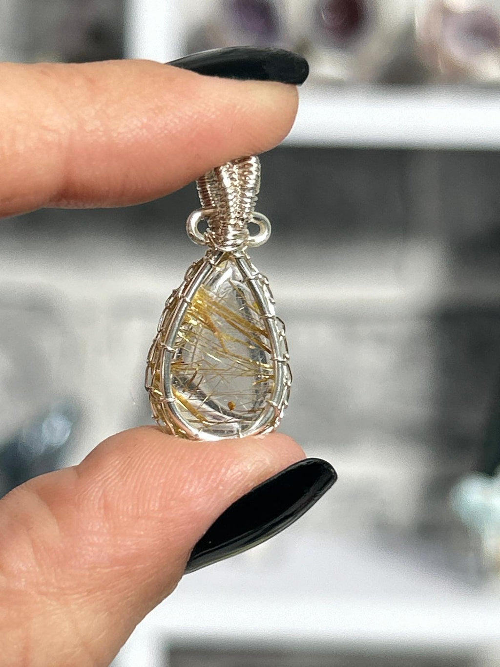 Wire Wrapped Golden Rutile Pendant #2