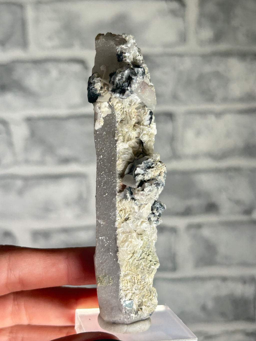 Candle Quartz with Specularite and Calcite, Huanggang Fe-Sn Deposit, Inner Mongolia