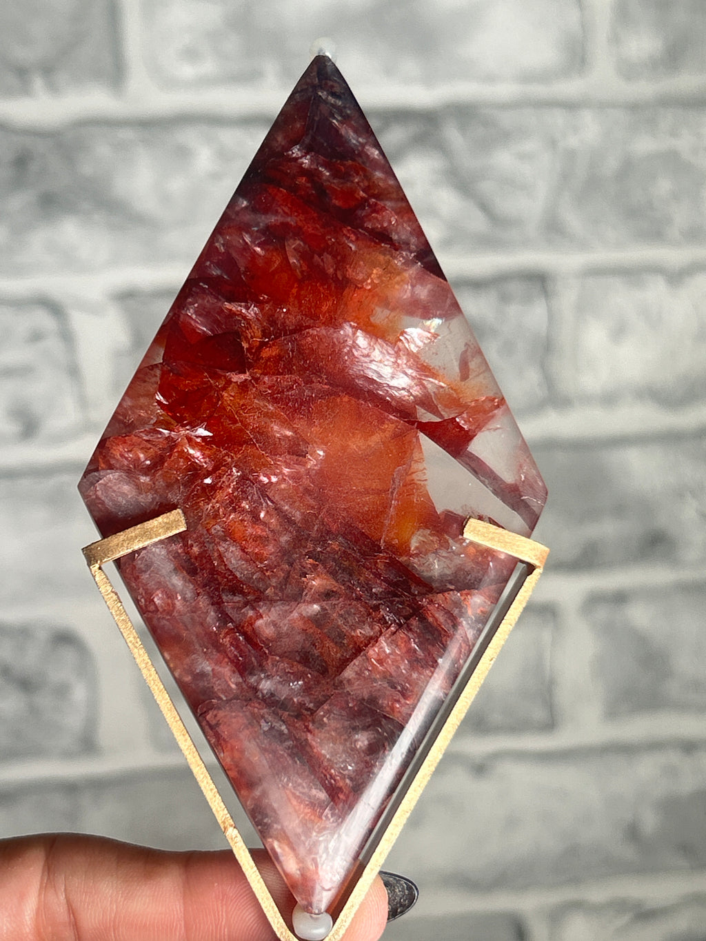 Fire Quartz Diamond on Custom Stand