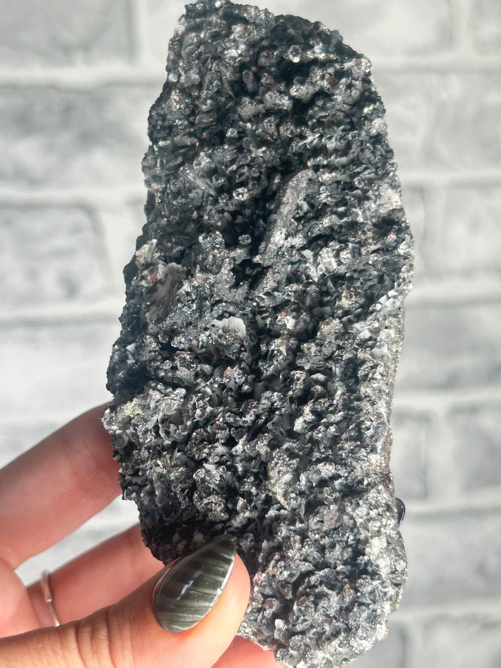 calcite and Speckled pyrite on Black Quartz