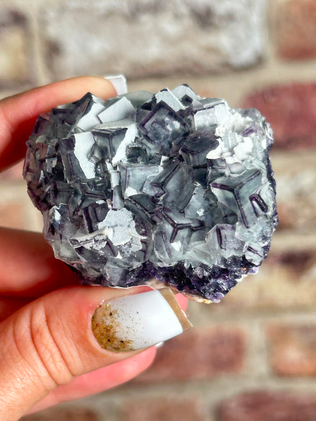 Purple Edge Fluorite with Crystalline Coating