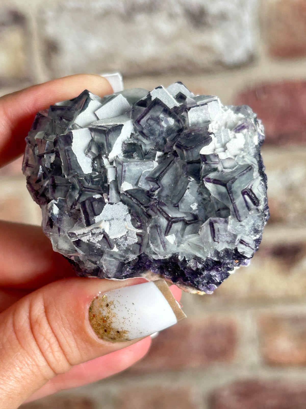 Purple Edge Fluorite with Crystalline Coating