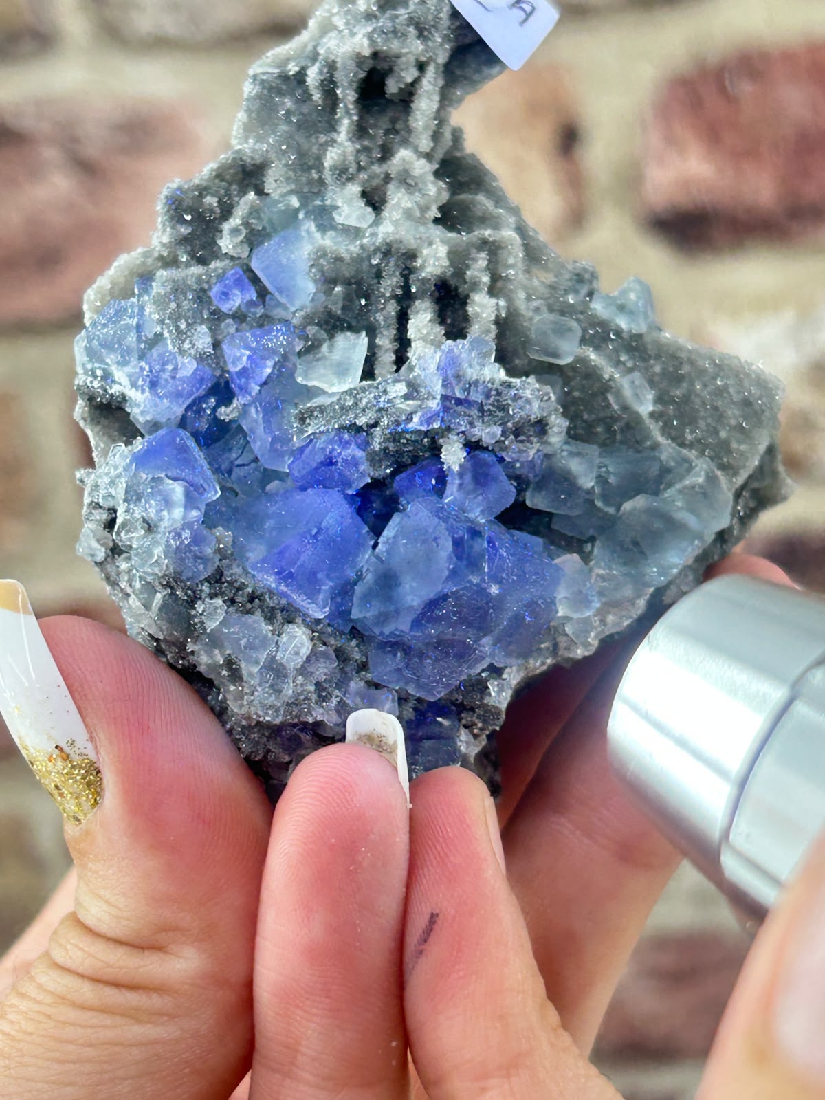 Fluorite on Sugar Quartz with Calcite A