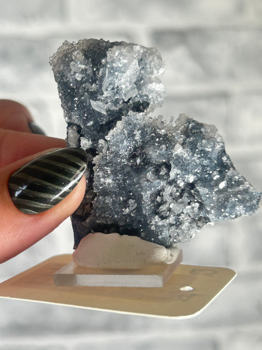 Black Chalcedony with druzy quartz and Calcite