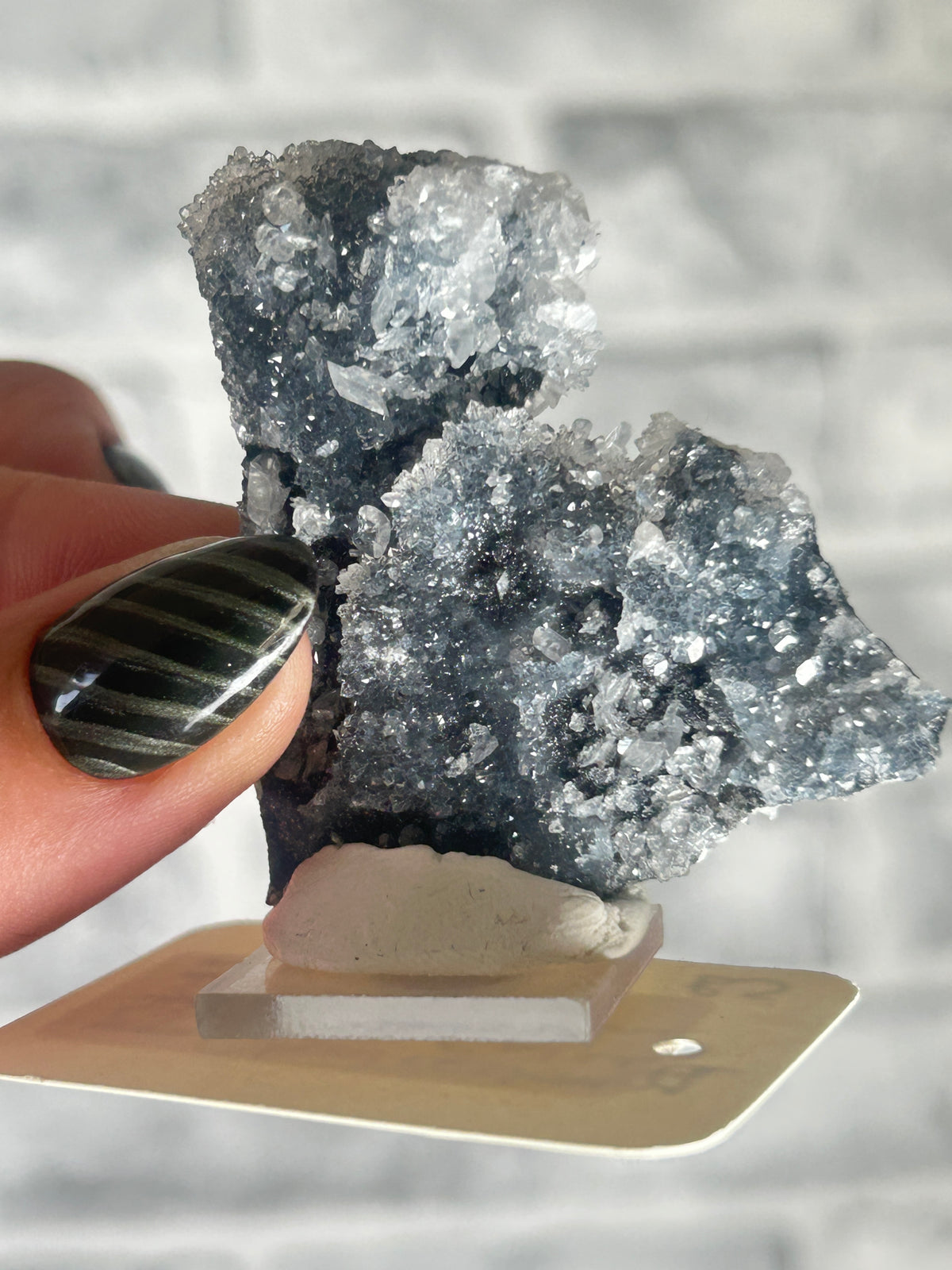 Black Chalcedony with druzy quartz and Calcite