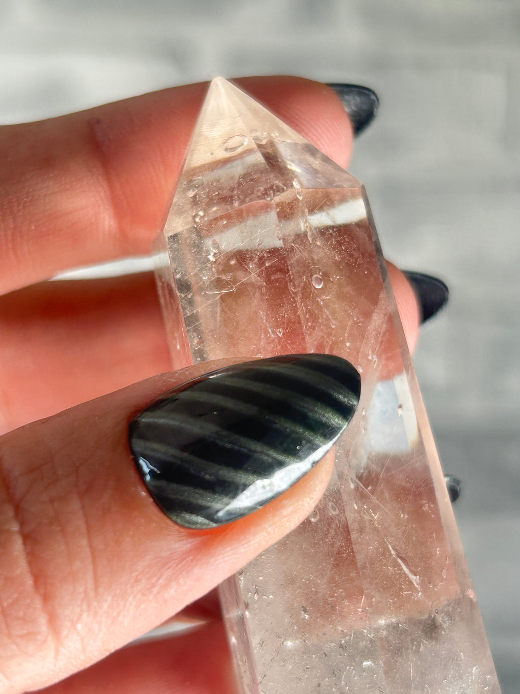 Rutile and Enhydro Clear Quartz Tower,