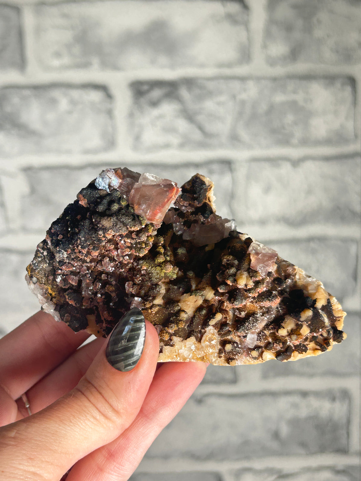 chocolate Calcite with Speckled Pyrite from Daye, Hubei, China