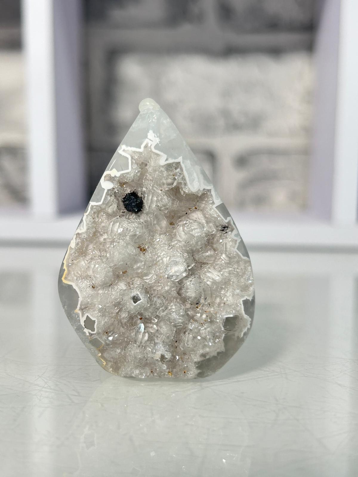 Agate with Druzy Quartz Teardrop