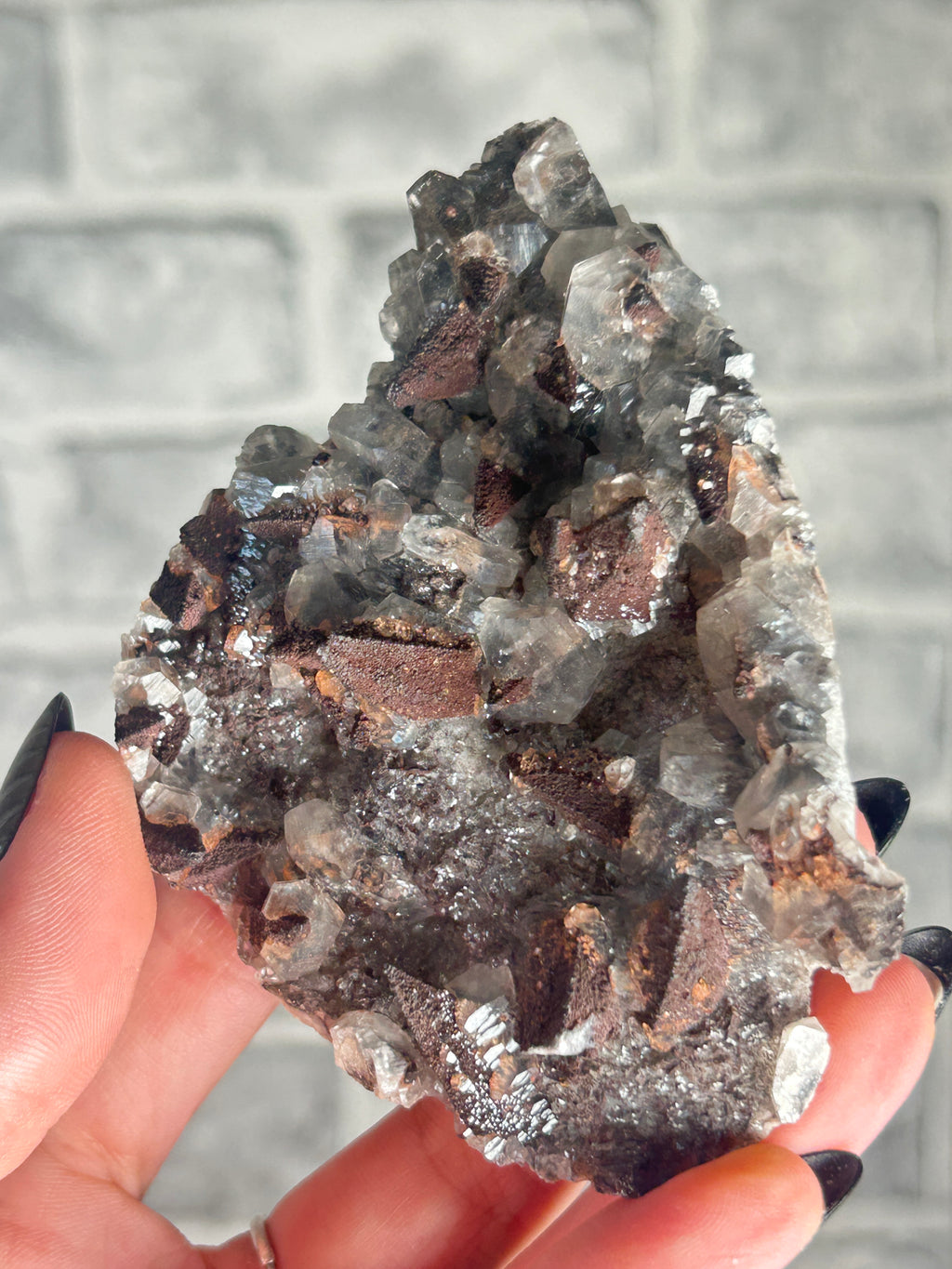 Benz Calcite with Speckled Pyrite on dogtooth Calcite from Daye, Hubei, China