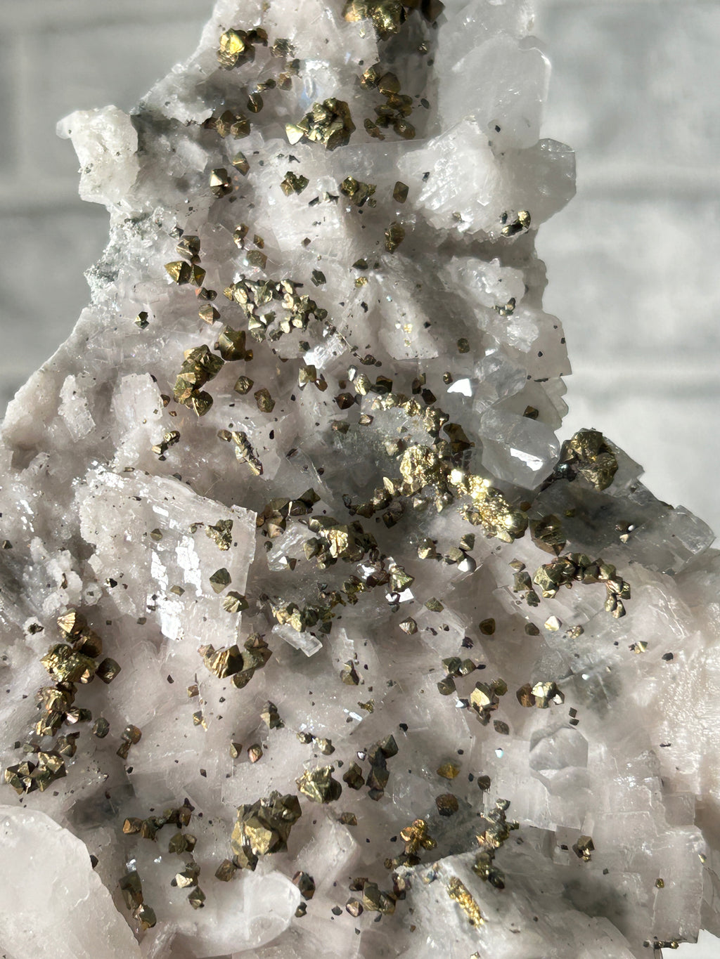 Pyrite on Calcite with Quartz Hunan, China