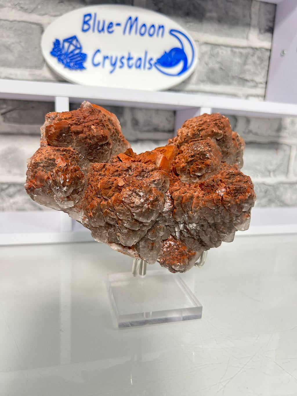Red Dogtooth Calcite with Hematite & Scale Calcite