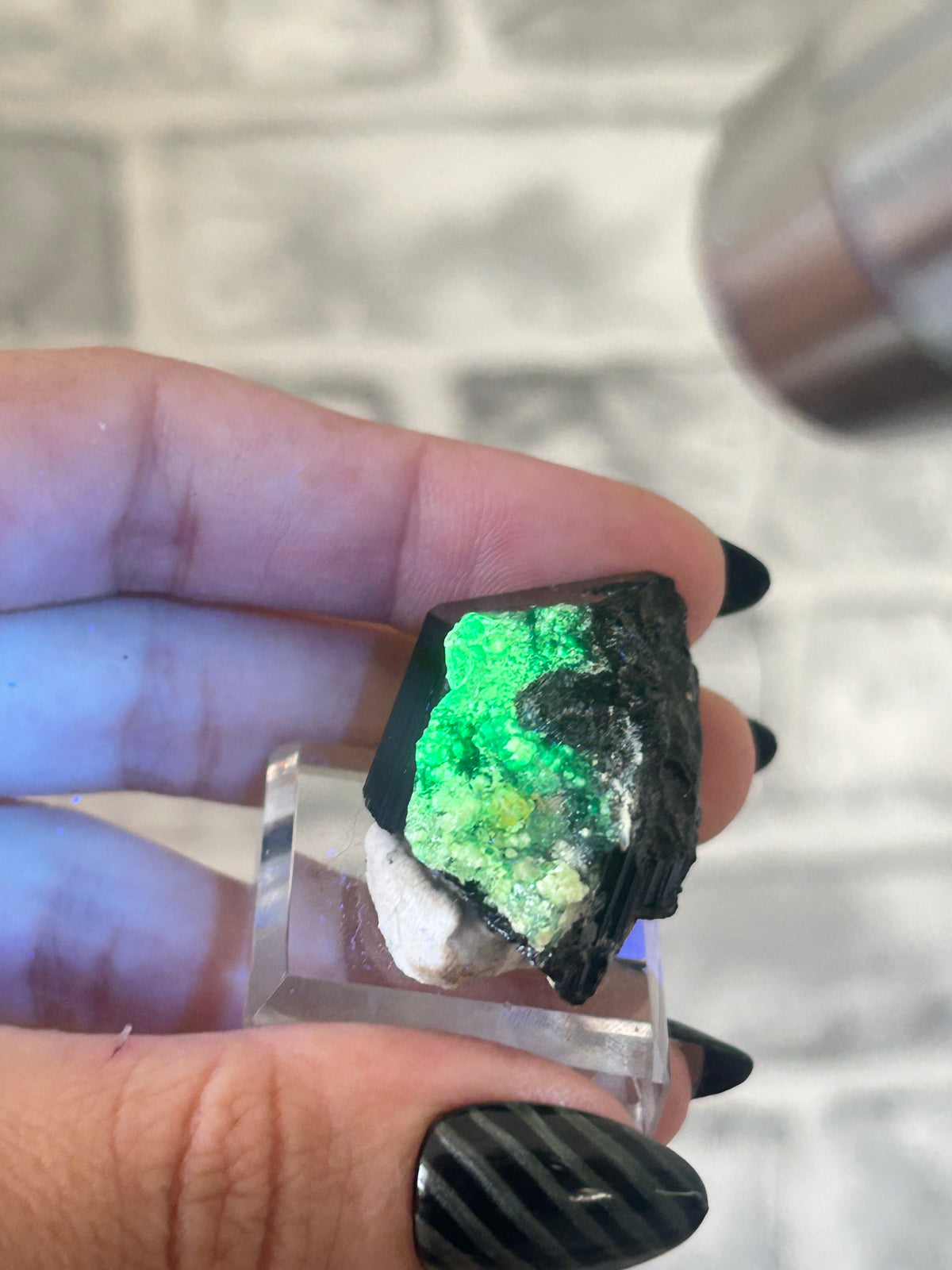Tourmaline with Hyalite opal, Erongo Mountains, Namibia