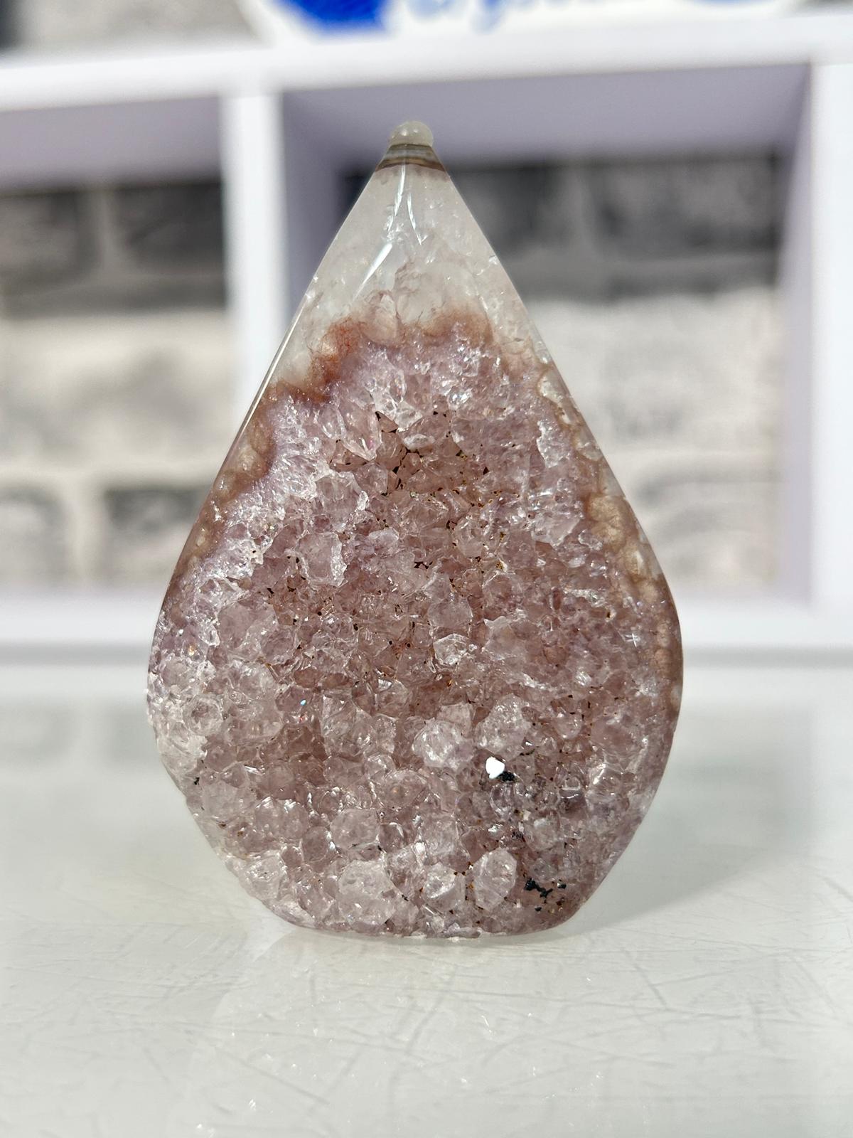 Agate with Druzy Quartz Teardrop