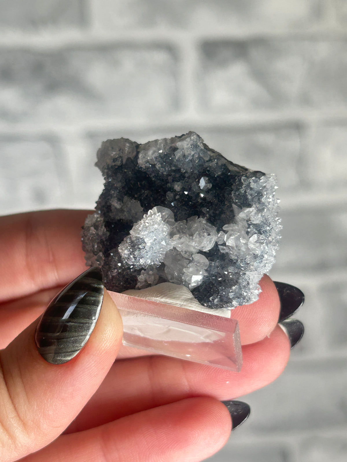 Black Chalcedony with druzy quartz and Calcite