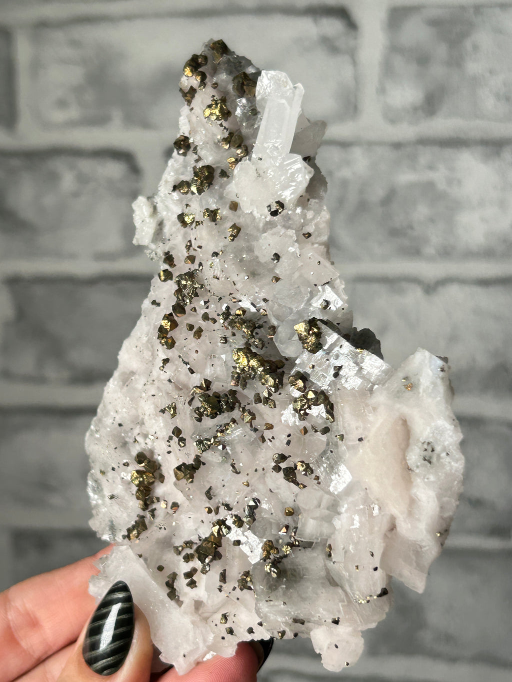 Pyrite on Calcite with Quartz Hunan, China