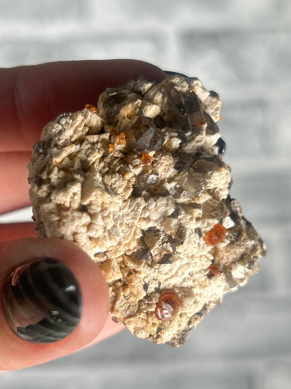 Garnet on  Feldspar and smokey Quartz from Fujian