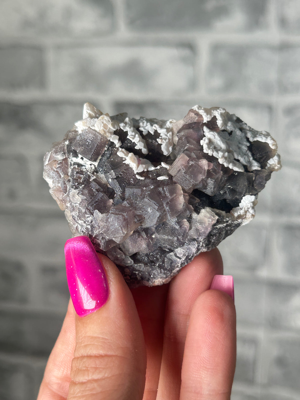 Black Fluorite with Selenite and Calcite, Inner Mongolia