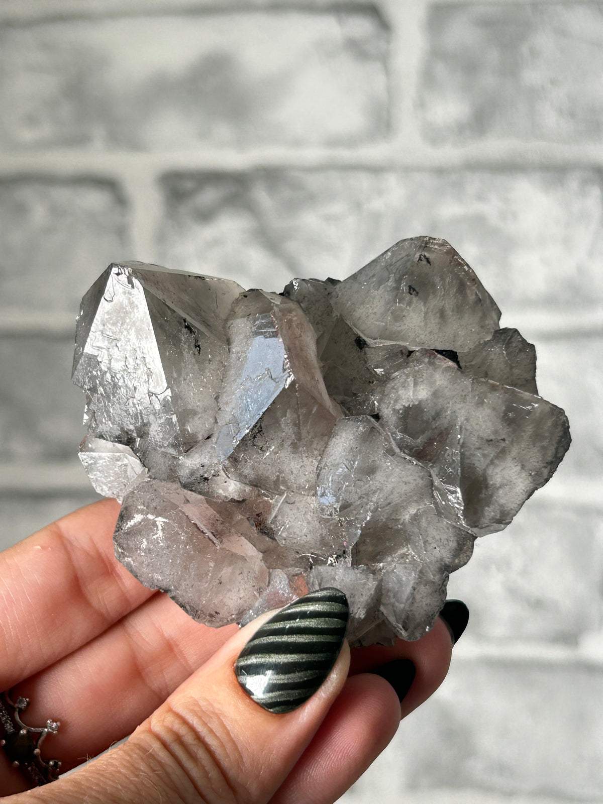 Black amethyst cluster with Hematite Phantoms -  Sichuan, China
