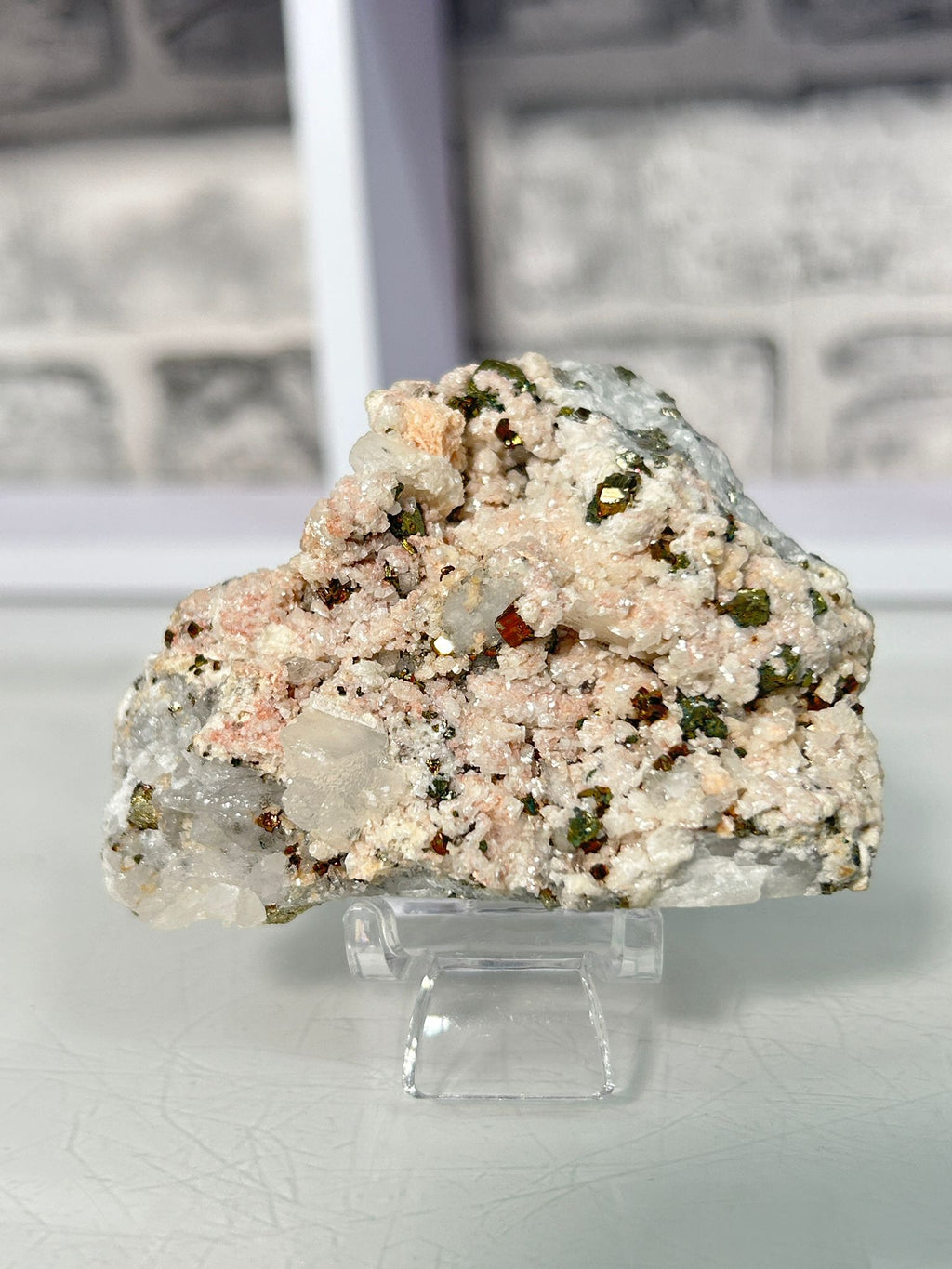 Pink Dolomite on Quartz with Pyrite