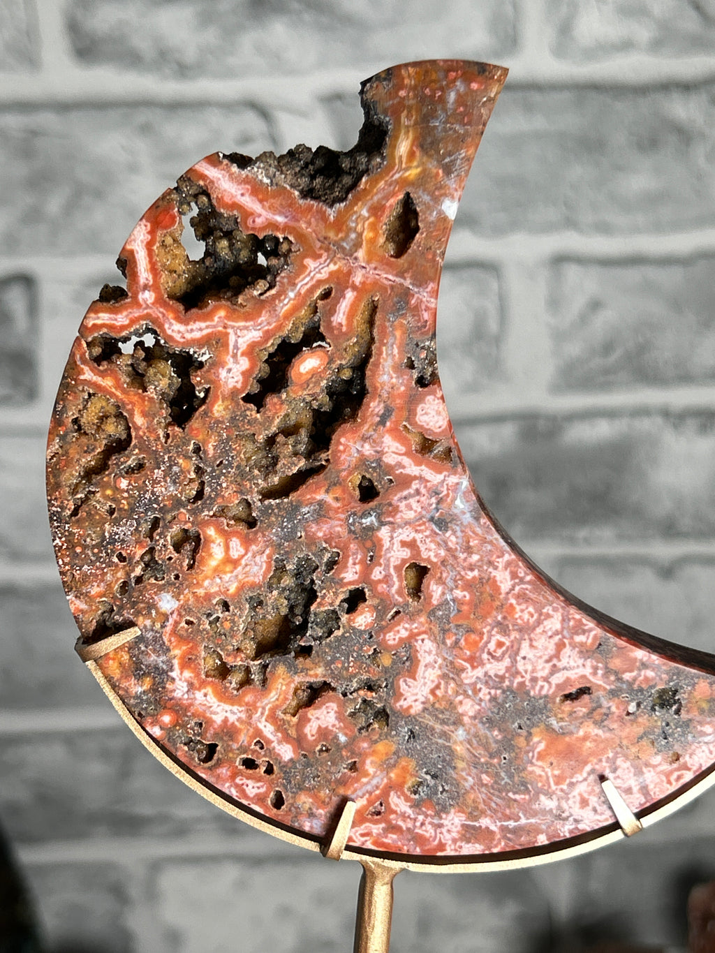 Red Druzy Jasper Moon