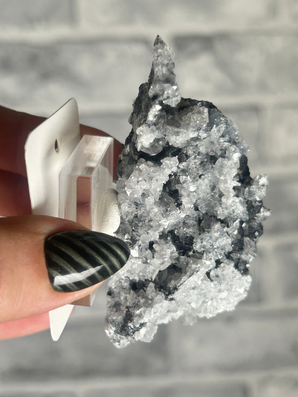 Black Chalcedony with druzy quartz and Calcite