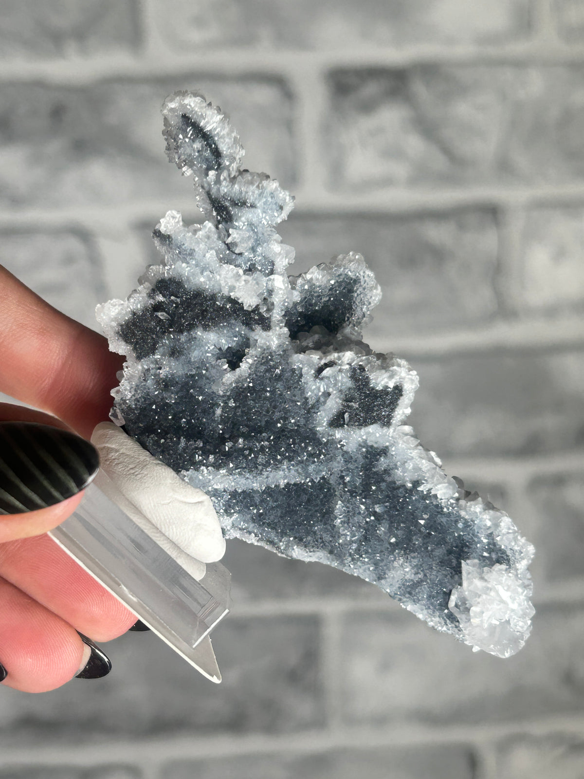 Black Chalcedony with druzy quartz and Calcite