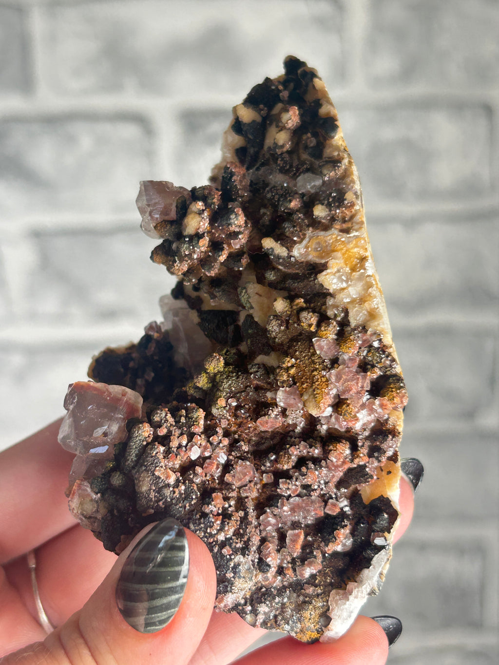 chocolate Calcite with Speckled Pyrite from Daye, Hubei, China