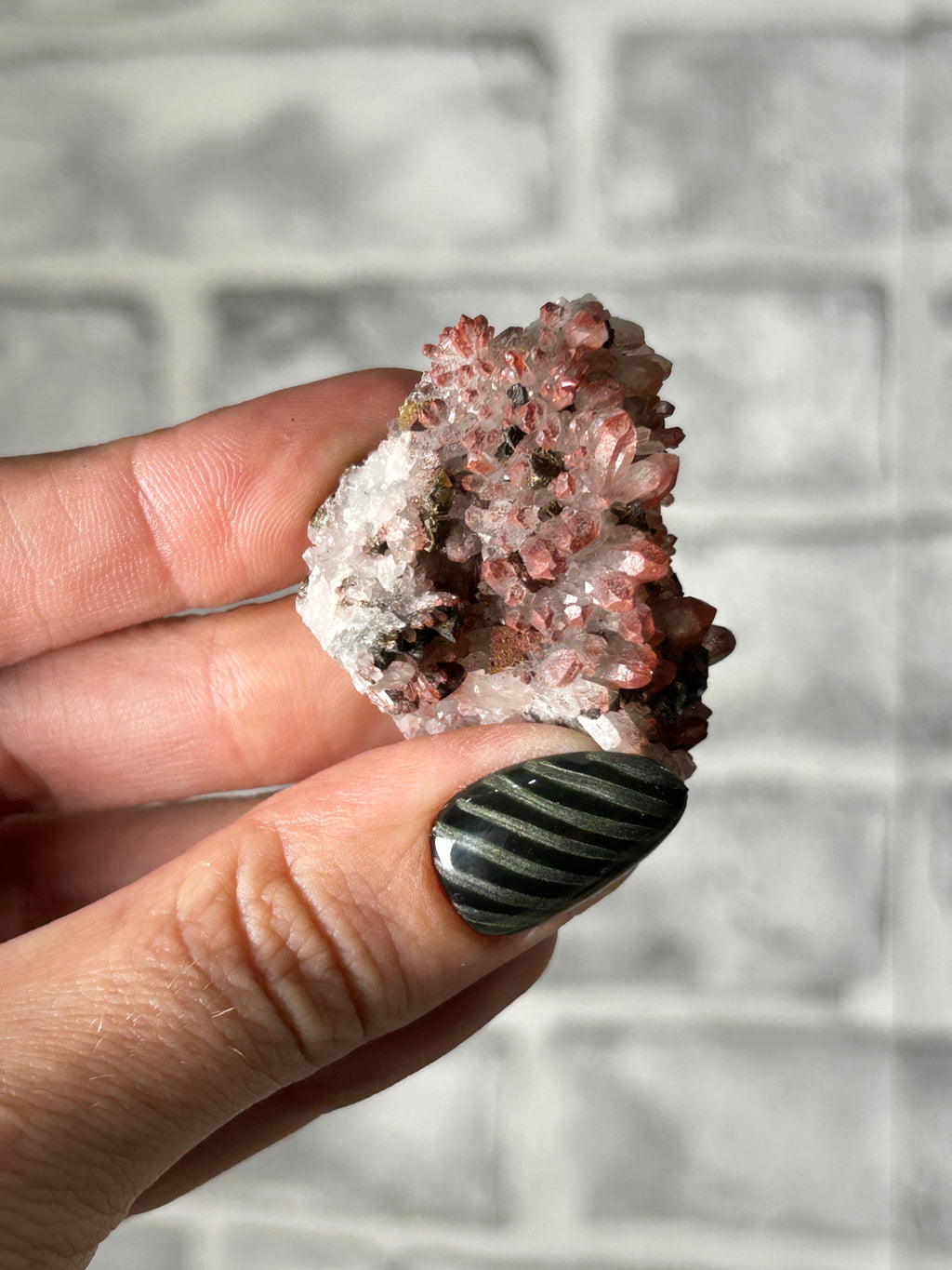 Red Quartz Cluster with Colourful Pyrite -  Guizhou, China