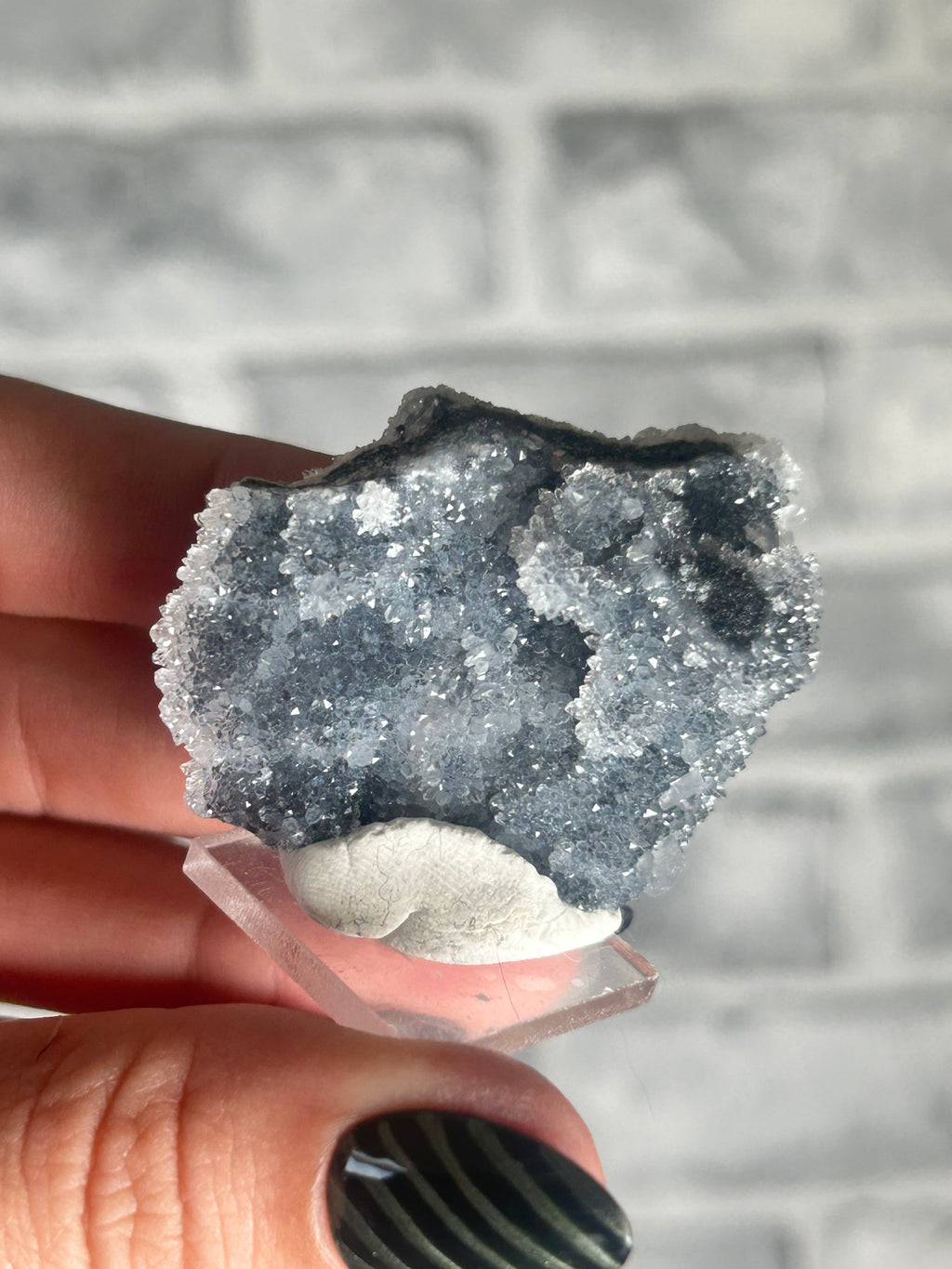 Black Chalcedony with druzy quartz and Calcite
