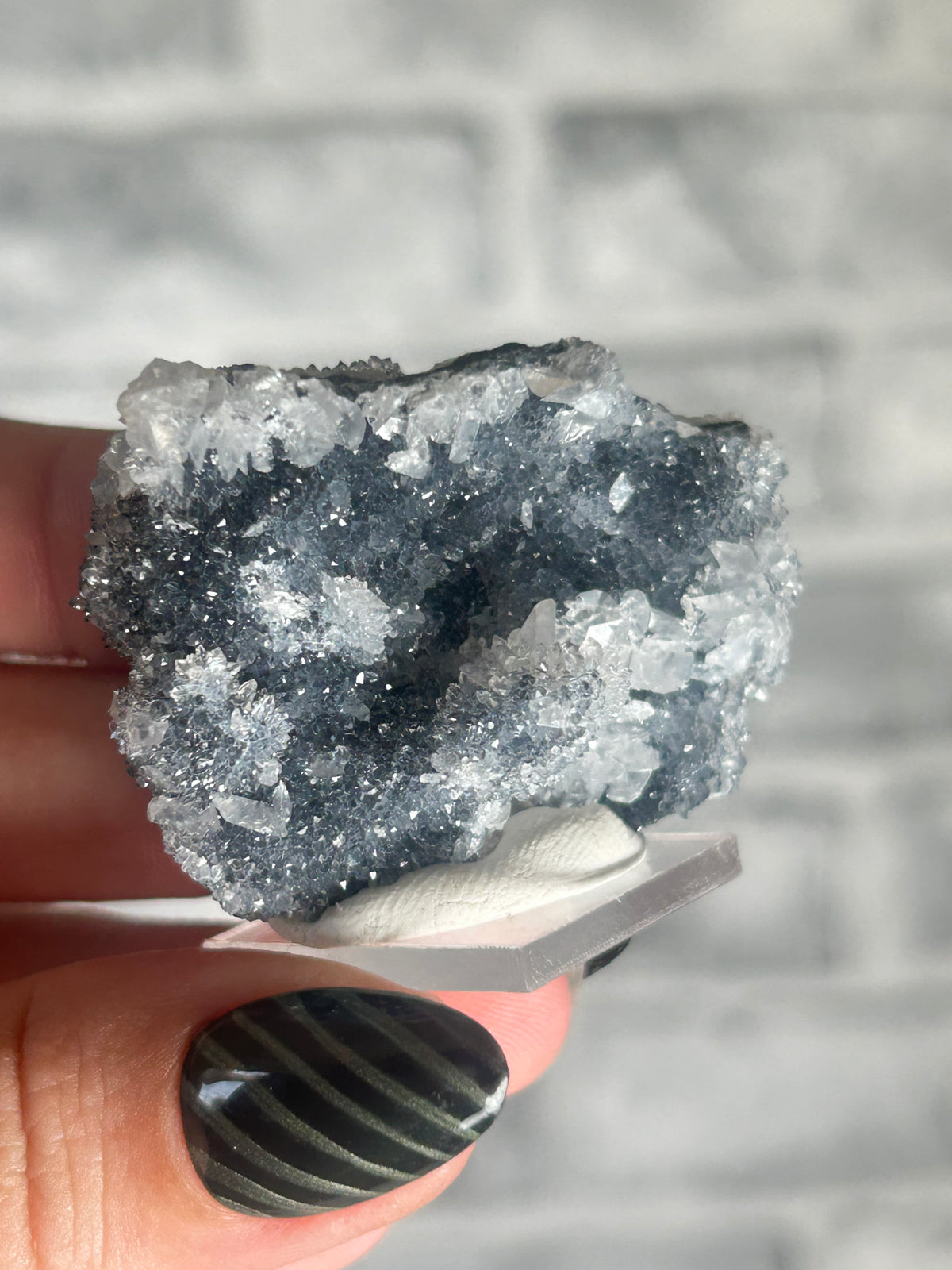 Black Chalcedony with druzy quartz and Calcite