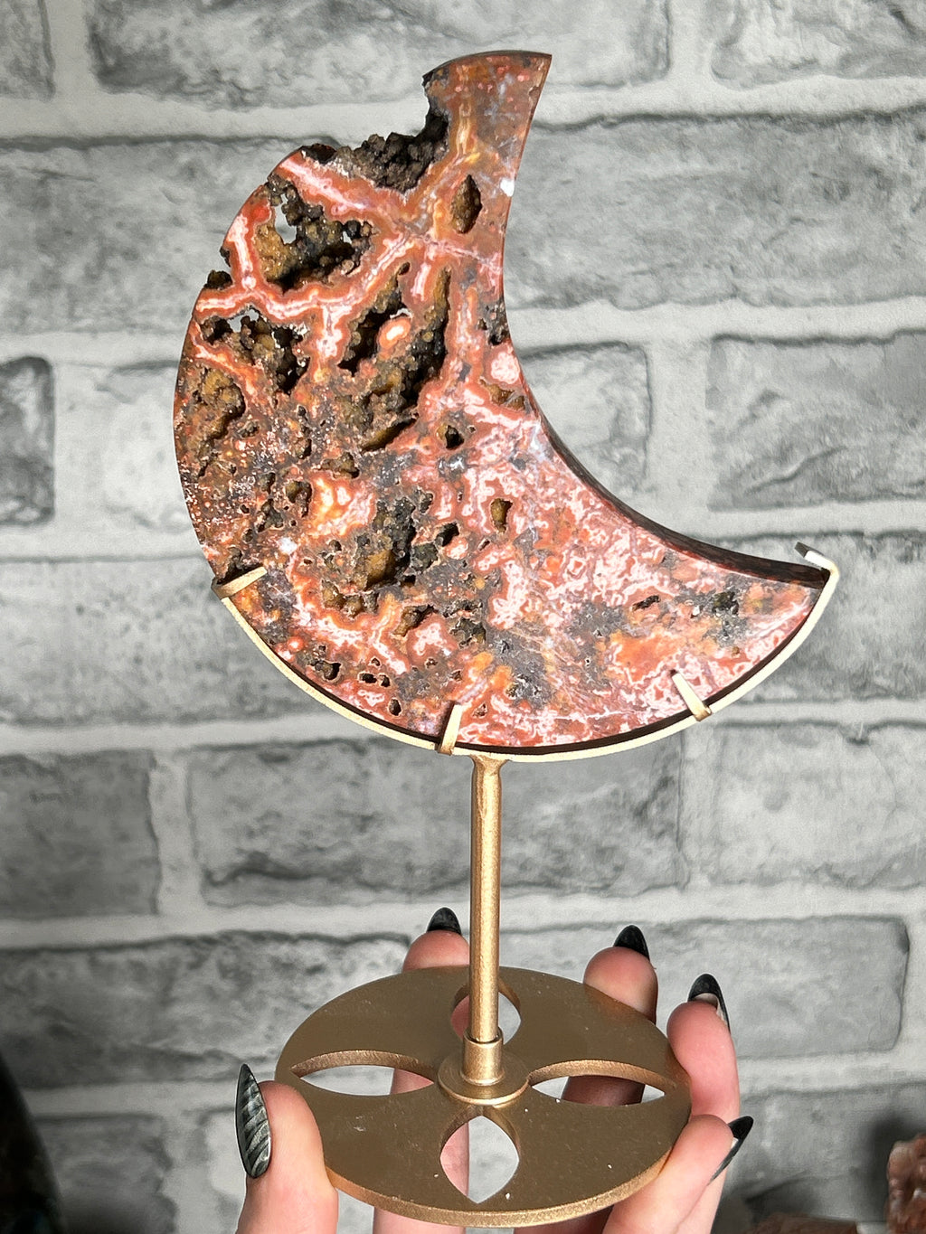 Red Druzy Jasper Moon