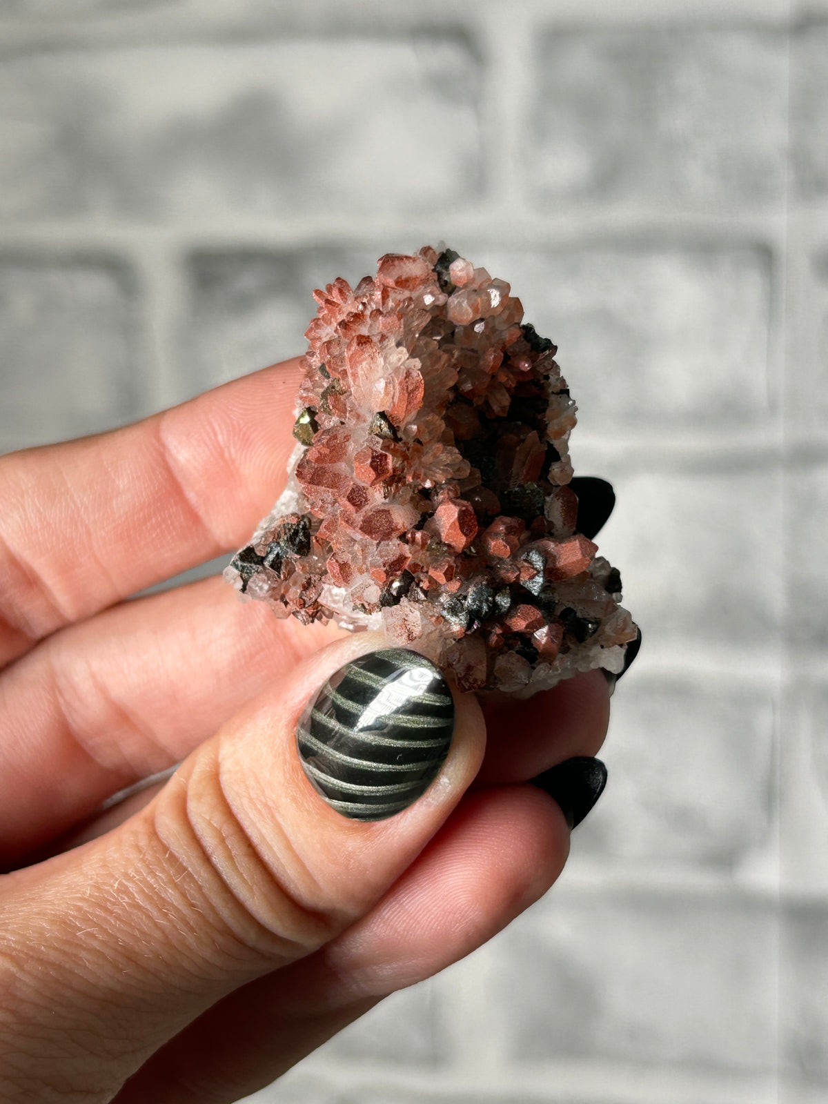 Red Quartz Cluster with Colourful Pyrite -  Guizhou, China