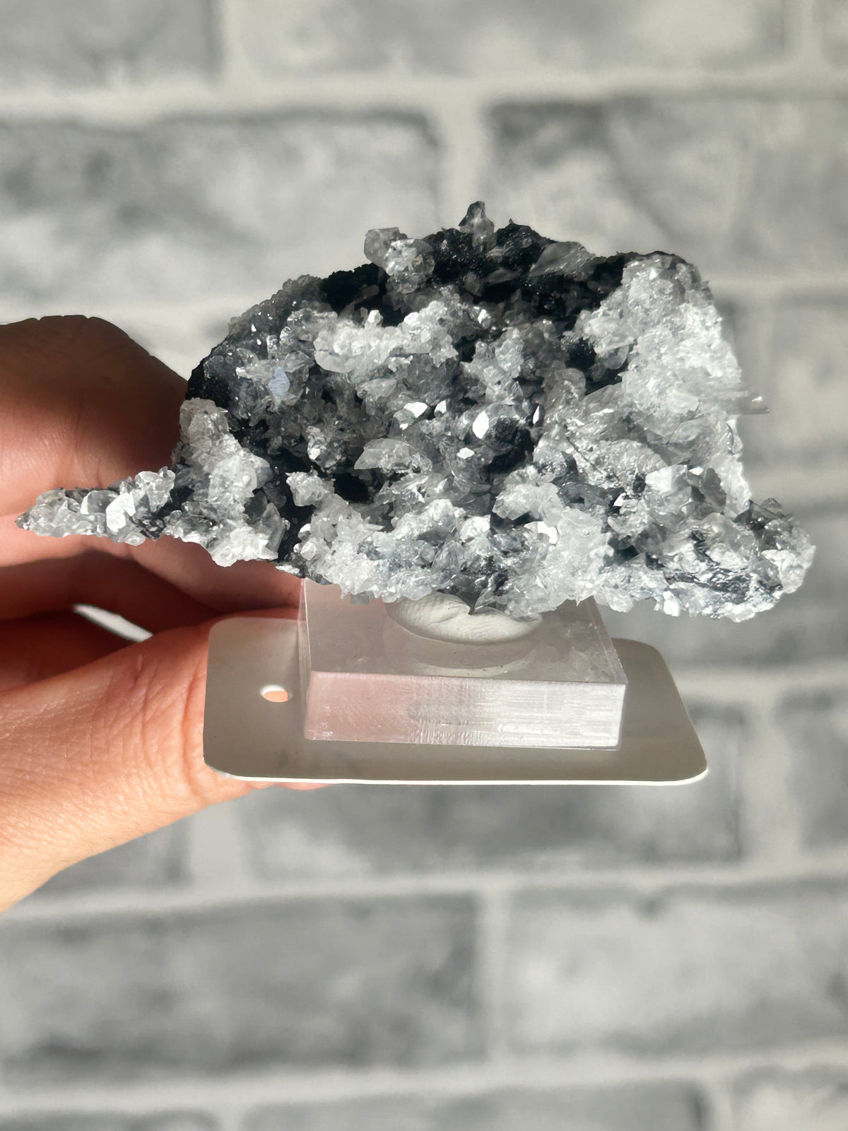 Black Chalcedony with druzy quartz and Calcite