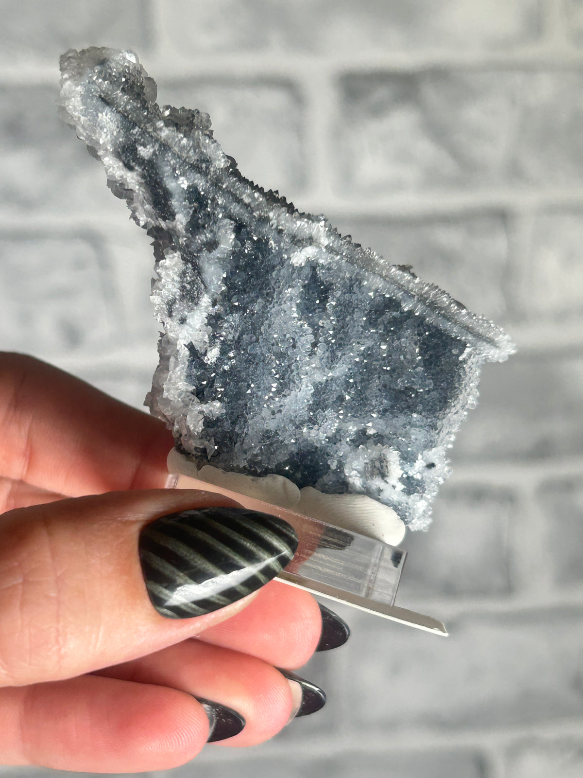 Black Chalcedony with druzy quartz and Calcite