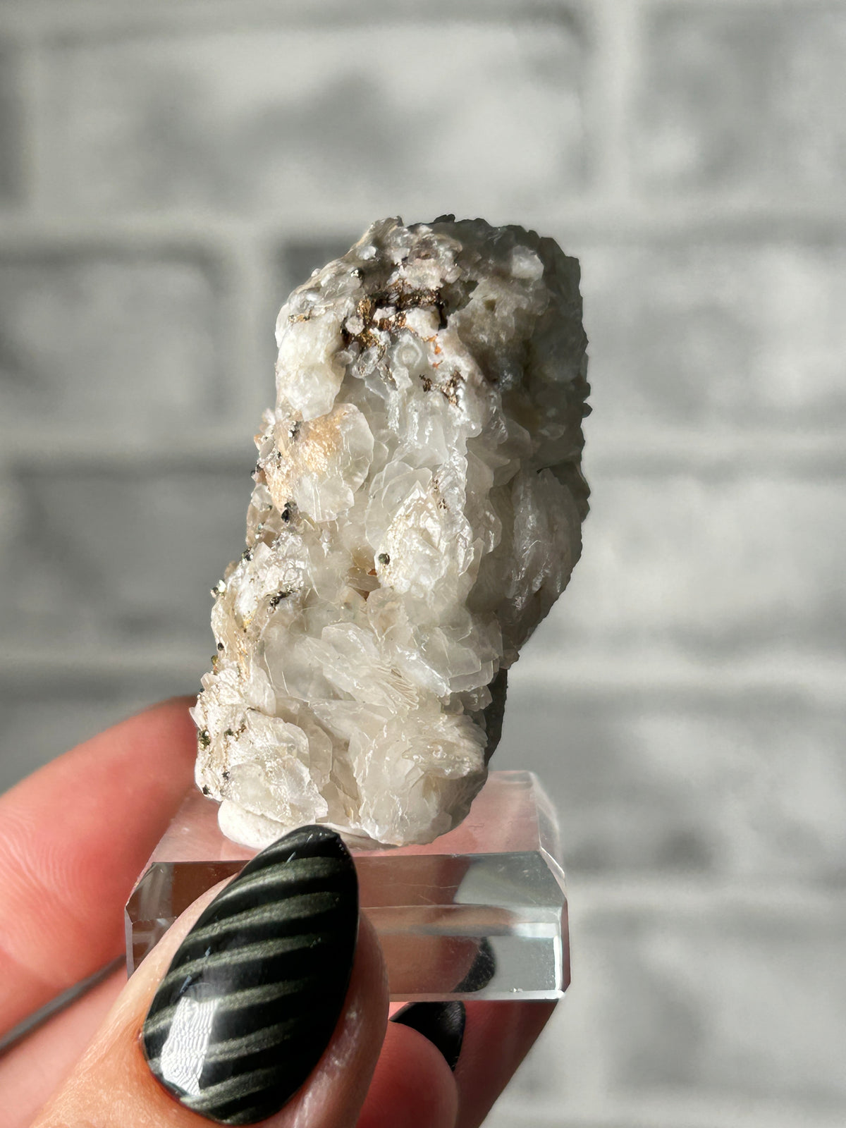 Iridescent pyrite on calcite from inner Mongolia -D