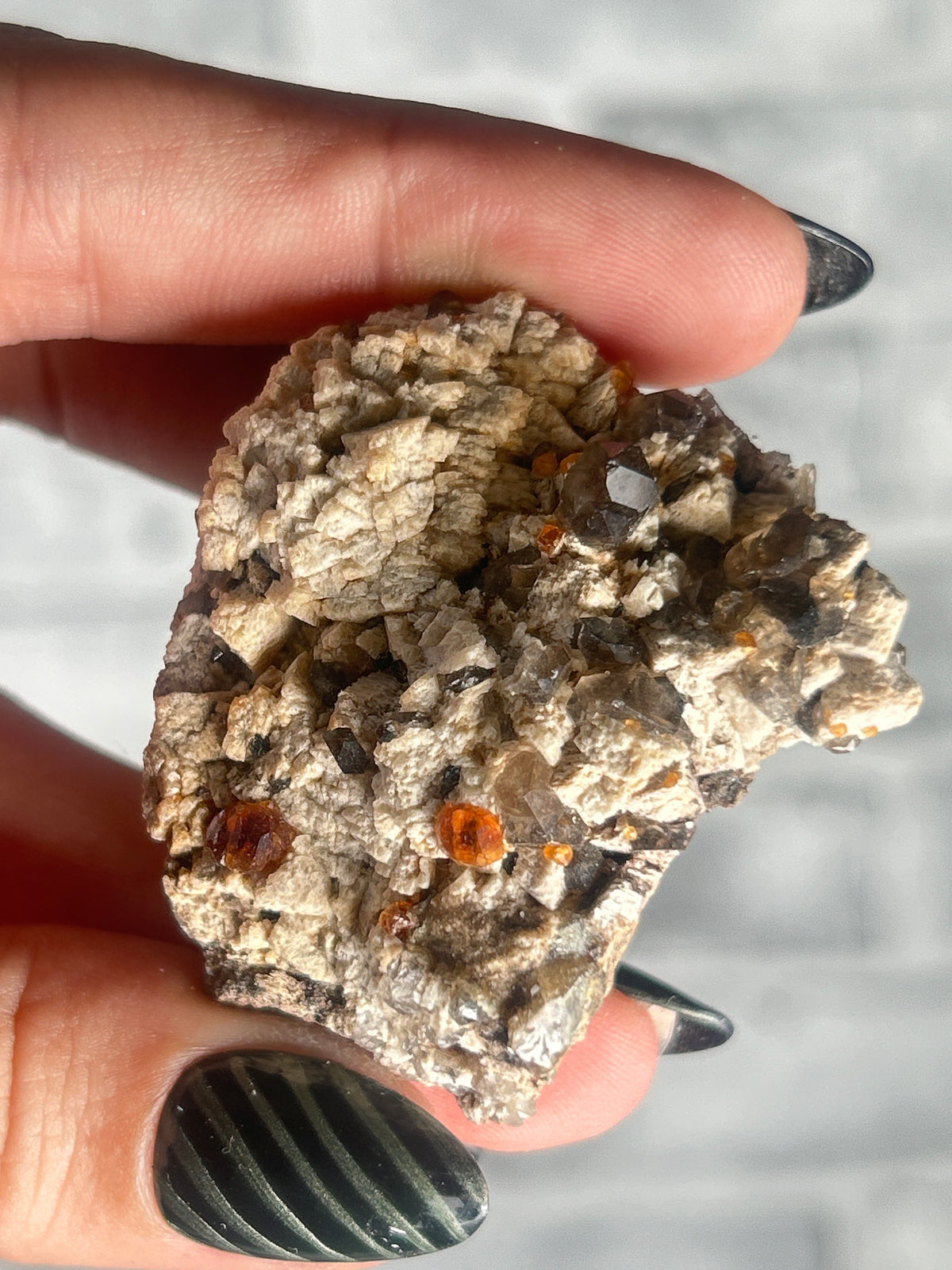Garnet on  Feldspar and smokey Quartz from Fujian