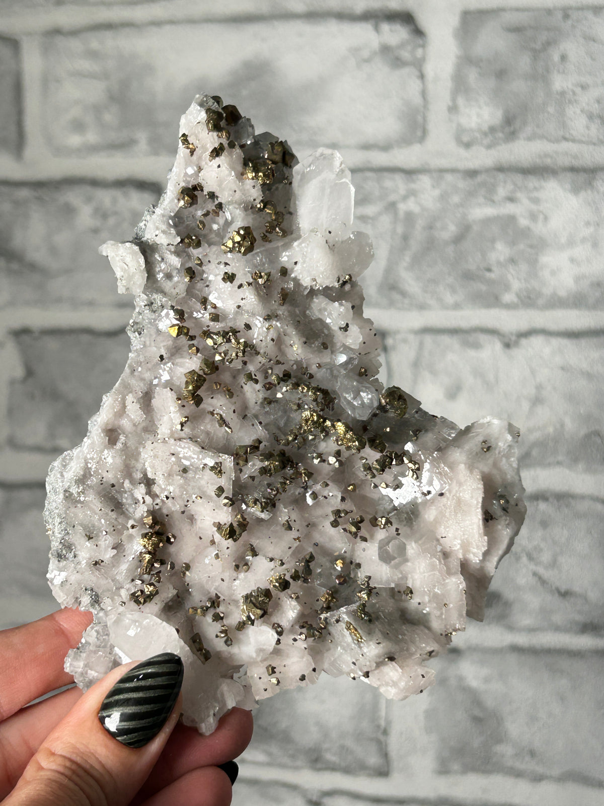 Pyrite on Calcite with Quartz Hunan, China