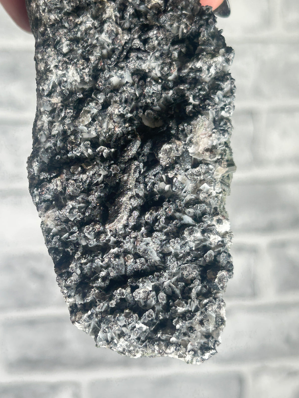 calcite and Speckled pyrite on Black Quartz