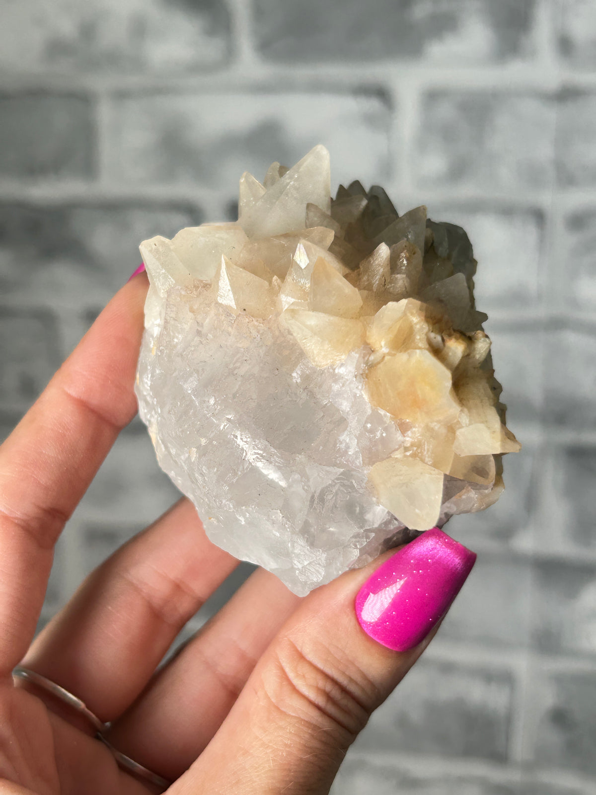 Dogtooth Calcite on Fluorite
