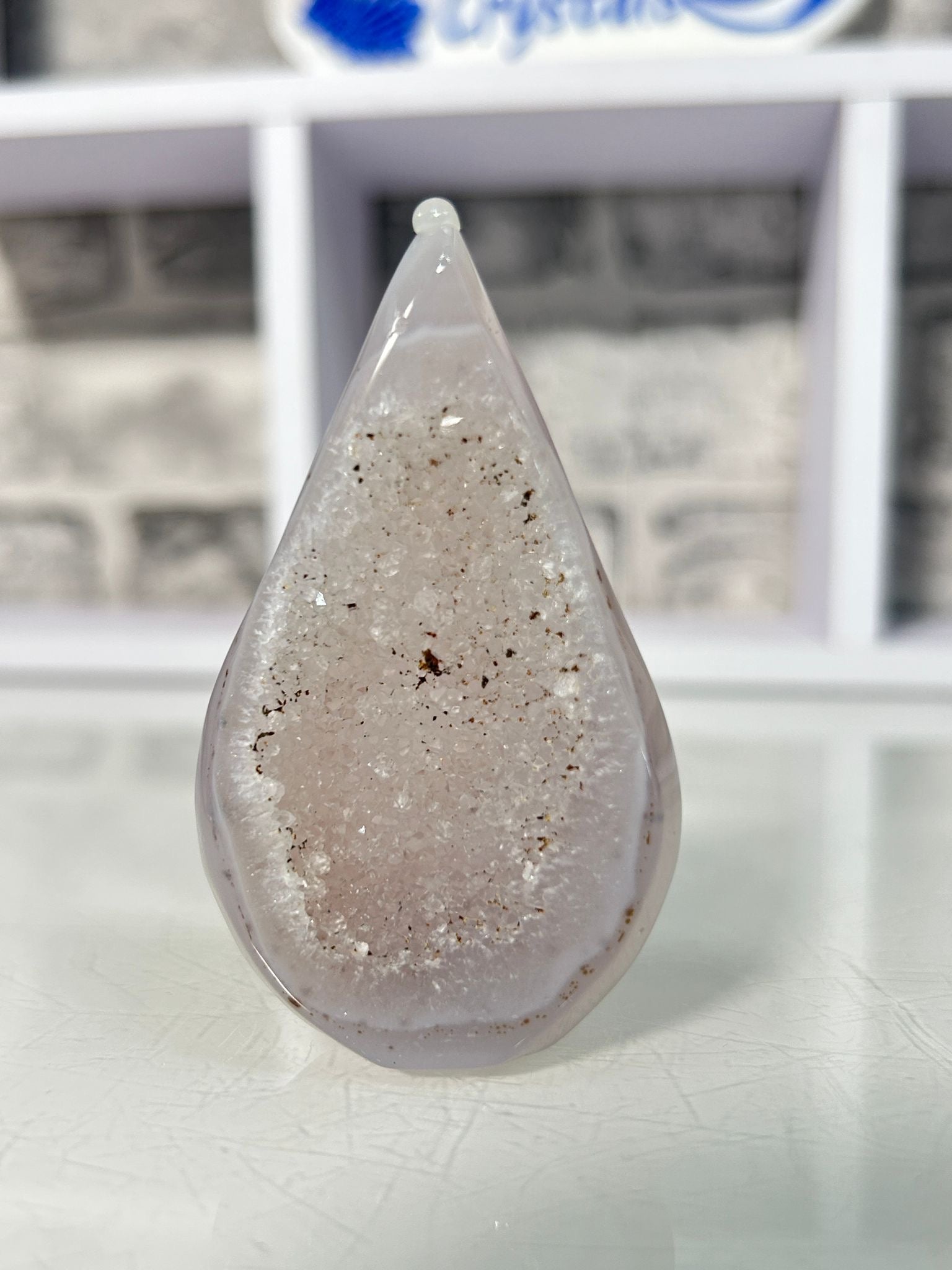 Agate with Druzy Quartz Teardrop