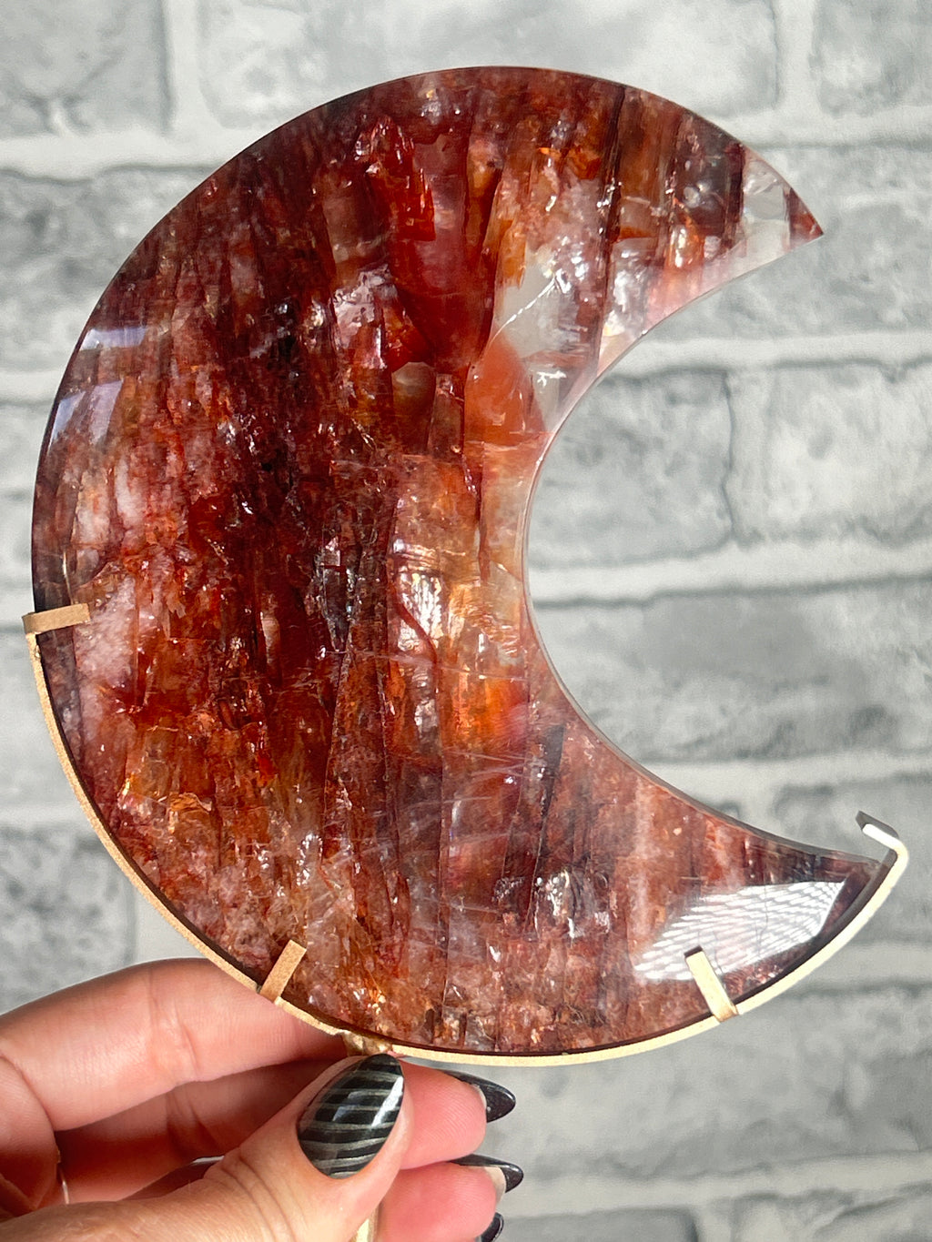 Fire Quartz moon on Custom stand