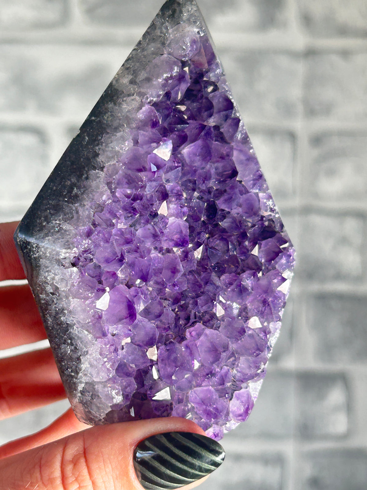 Brazilian Amethyst Cluster Diamond Cutbase