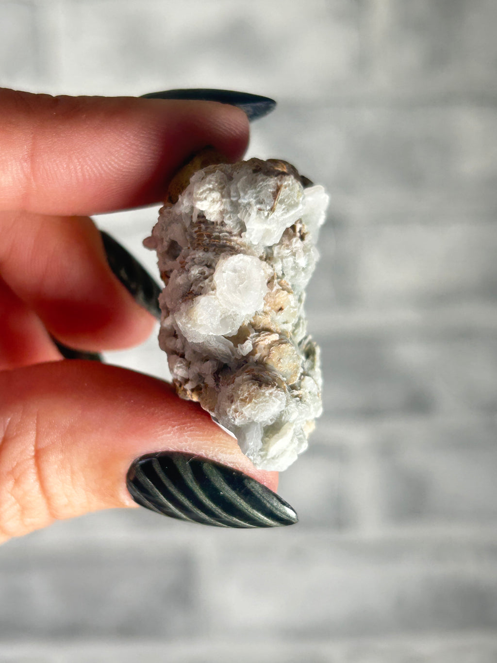 Coin Calcite on Quartz, Huanggang Fe-Sn Deposit, Inner Mongolia