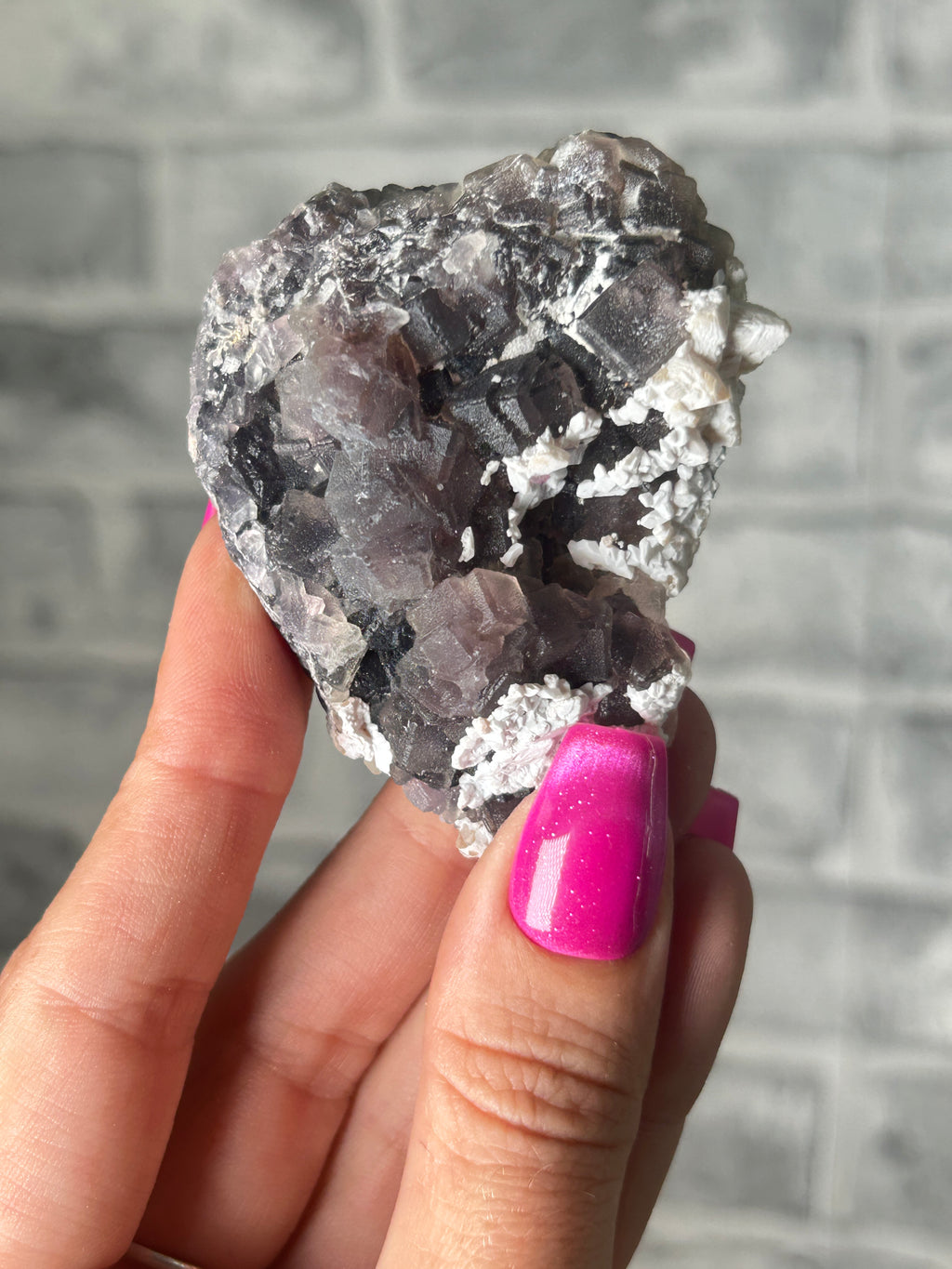 Black Fluorite with Selenite and Calcite, Inner Mongolia