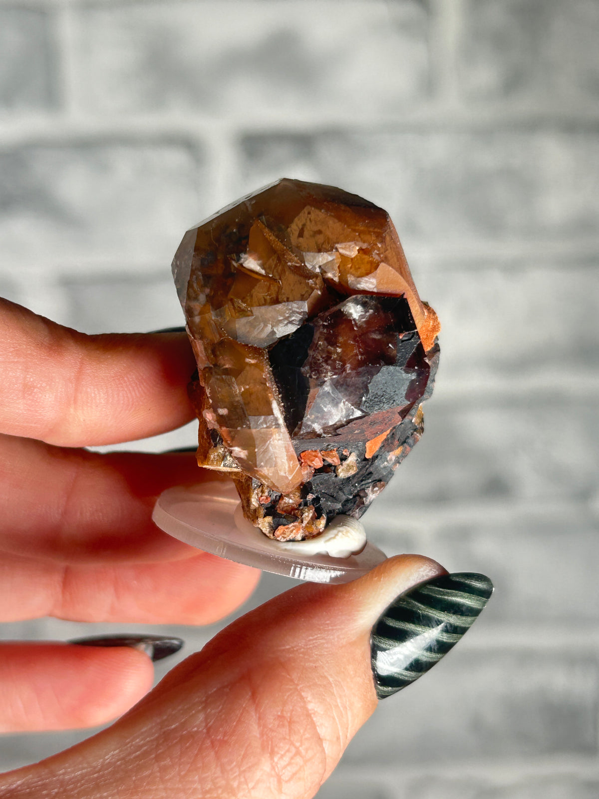 Clear Calcite with iron staining and haematite rom Daye, Hubei, China