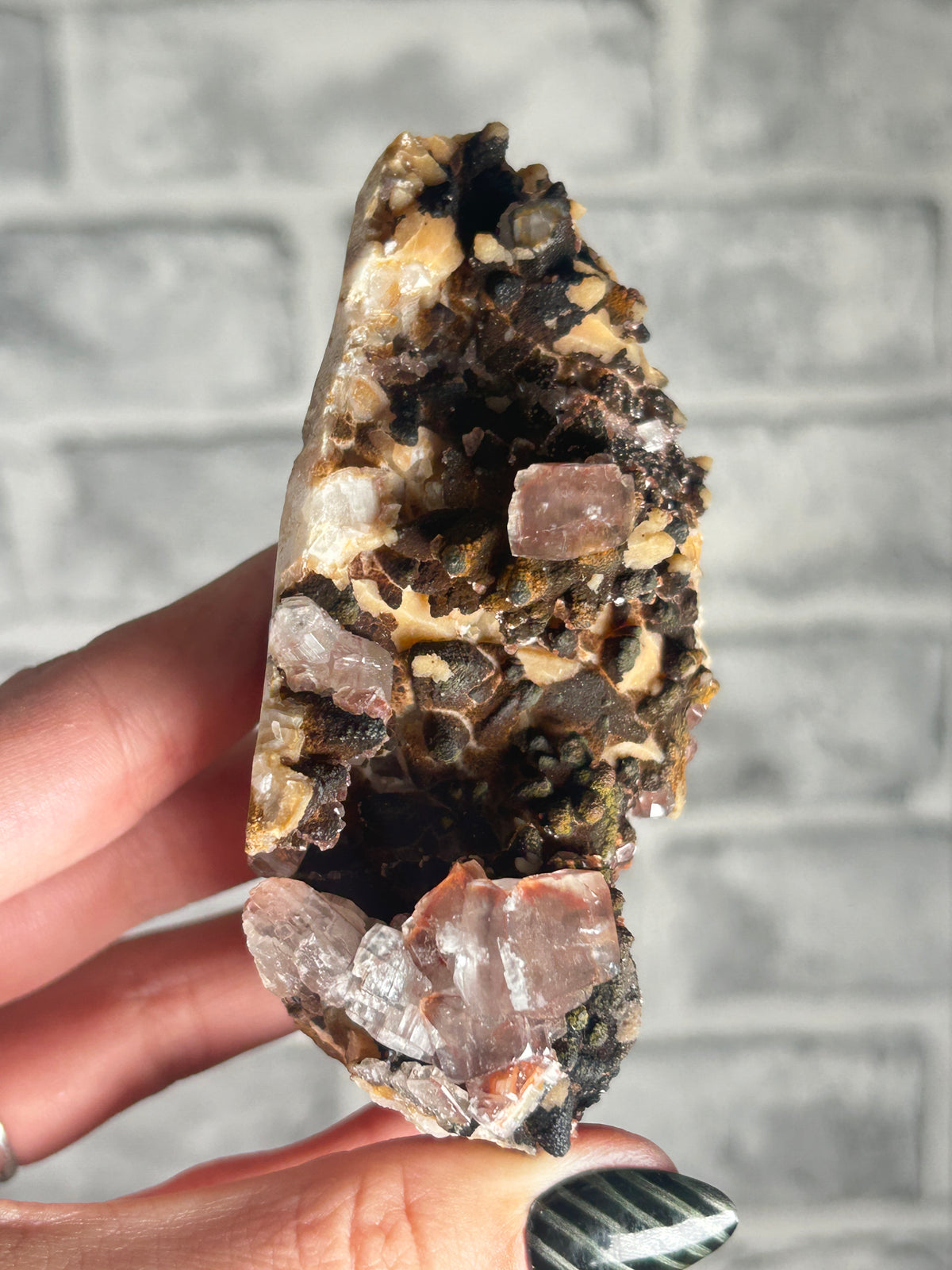 chocolate Calcite with Speckled Pyrite from Daye, Hubei, China