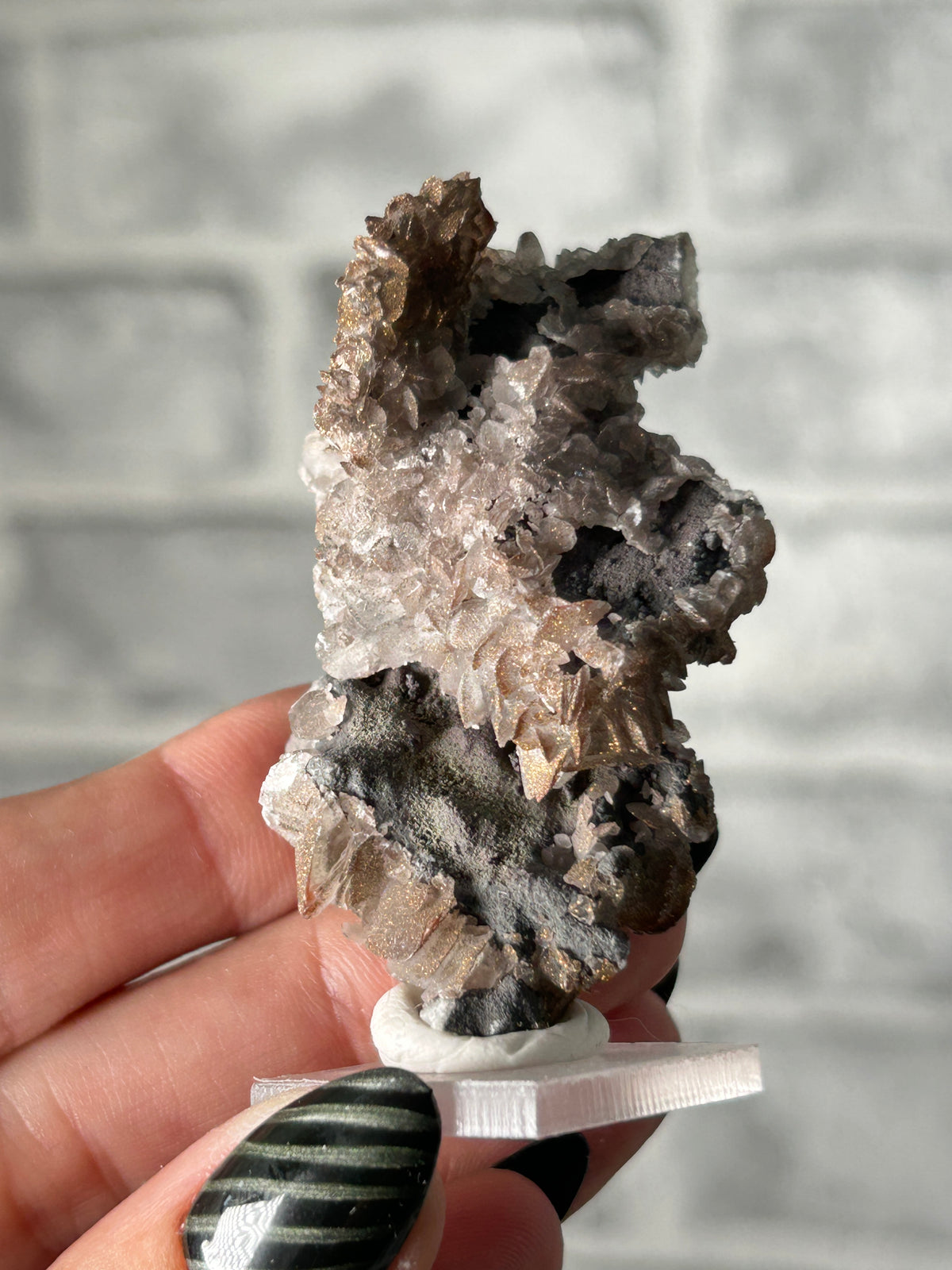 Pyrite on Benz Calcite from Daye, Hubei, China