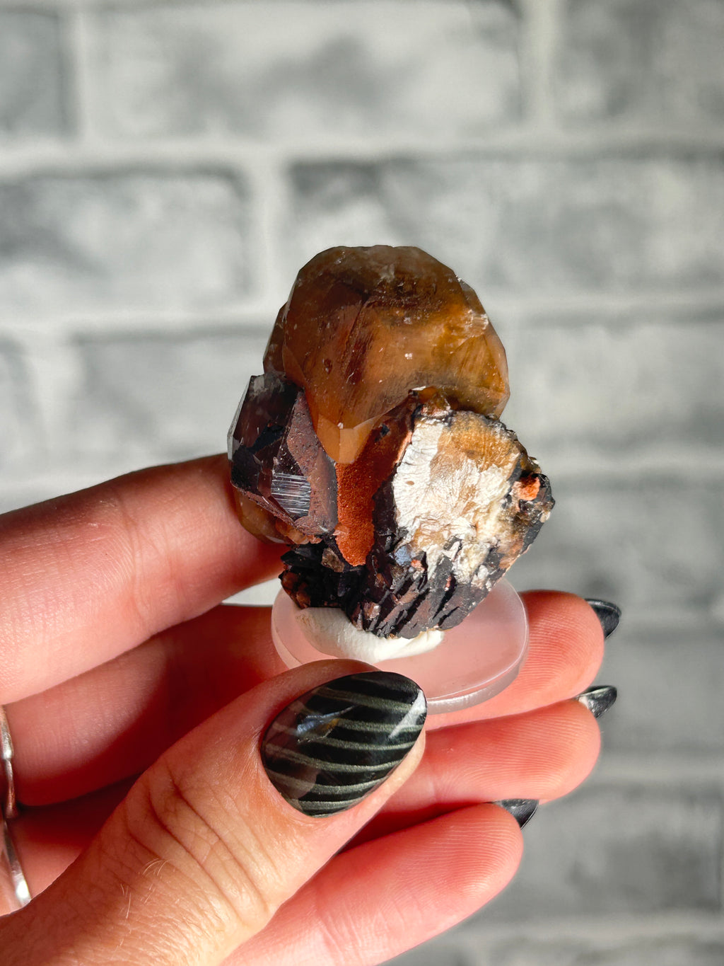 Clear Calcite with iron staining and haematite rom Daye, Hubei, China