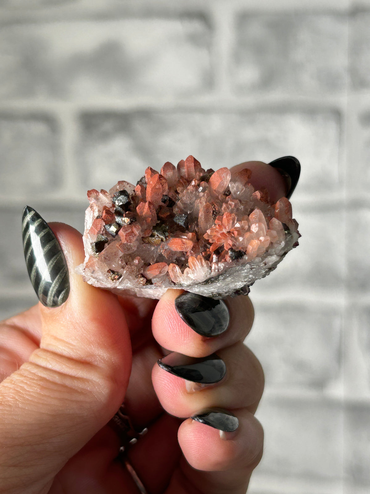 Red Quartz Cluster with Colourful Pyrite -  Guizhou, China